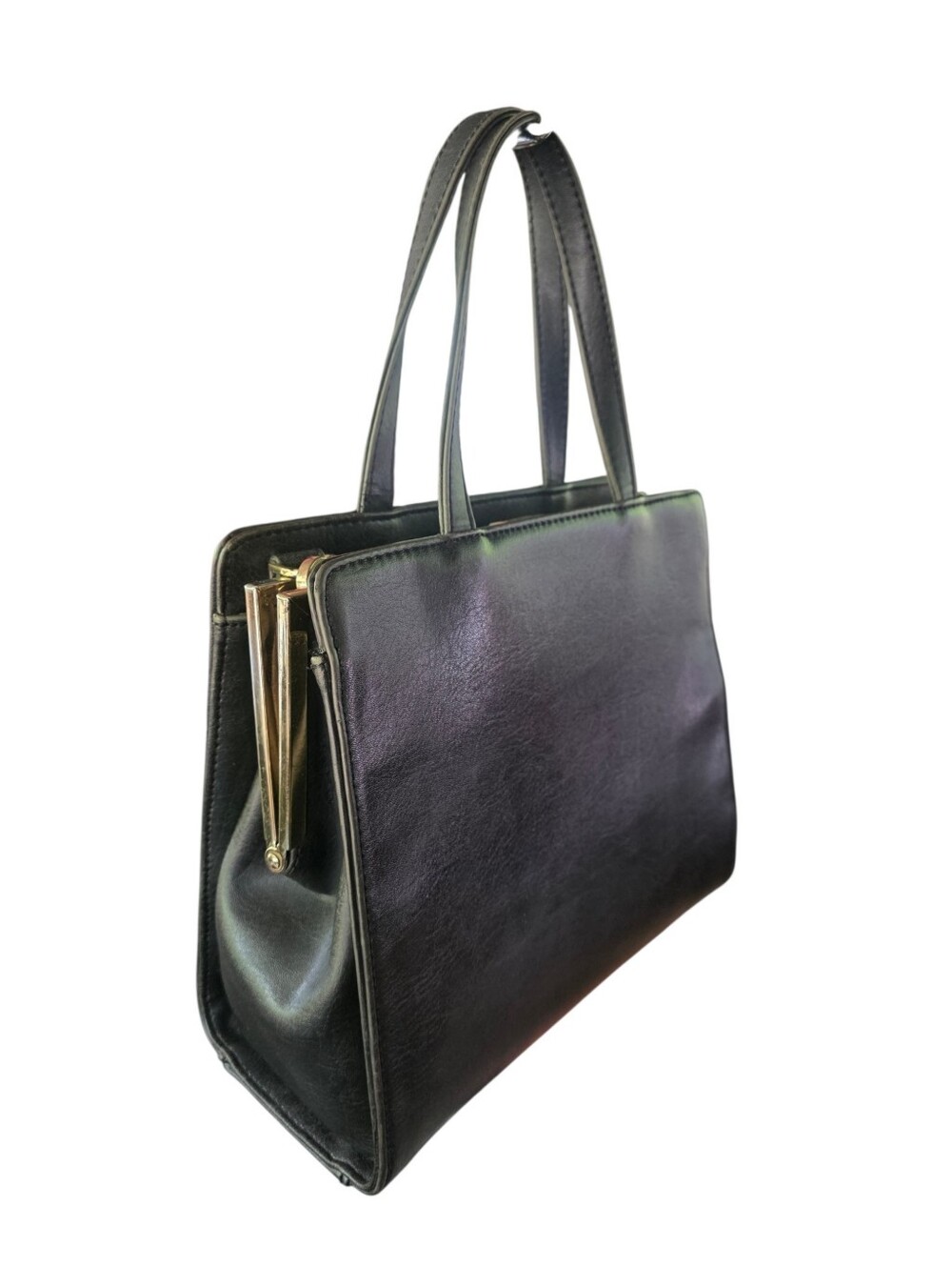 Matt & Nat Classic Black Tote Handbag With Kiss Lock Centre Compartment